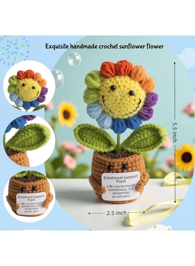 باقة زهور عباد الشمس المصنوعة يدويًا، هدية دعم عاطفي للنساء، ديكور للمكتب والمكتب، زهور عباد الشمس الاصطناعية للمنزل، لوحة قيادة السيارة، أعياد الميلاد، الشفاء العاجل 手工向日葵花束，女性情感支持礼物，办公室和办公室装饰器，家庭人造向日葵花，汽车仪表板，生日，快速恢复 - Image 4